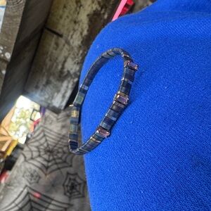 Scout curated “Miyuki charm bracelet - oil slick, pink sparkle stones and gold